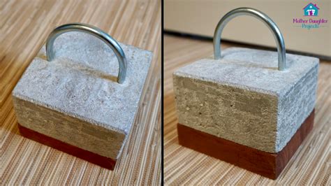 How To Make A Cement And Wood Door Stop Concrete Crafts Concrete Diy