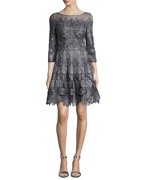 Kay Unger New York 34 Sleeve Lace A Line Cocktail Dress Neiman Marcus