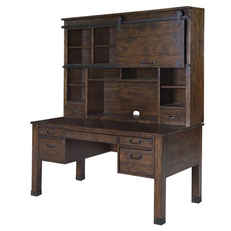 Magnussen Pine Hill Writing Desk With Hutch In Rustic Pine
