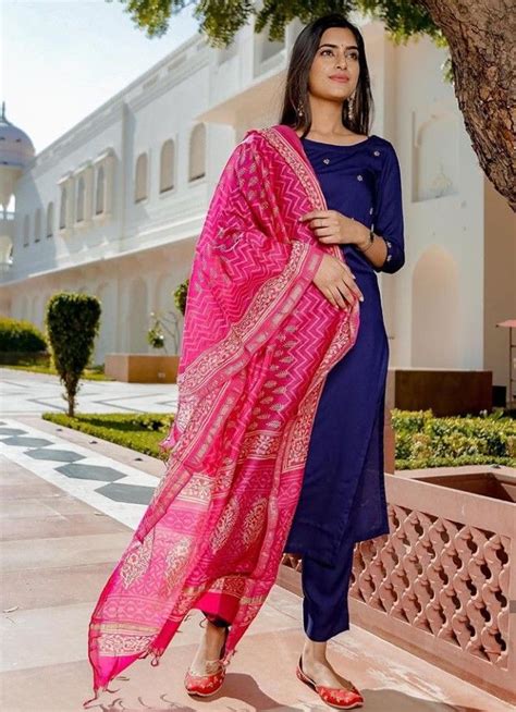 Why is pink seen as a challenging color? Beautiful baby blue suit with pins dupatta. Beautiful ...