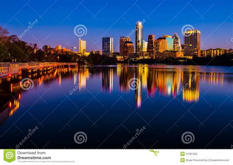 Austin Central Texas Skyline Cityscape Town Lake Mirror Reflection