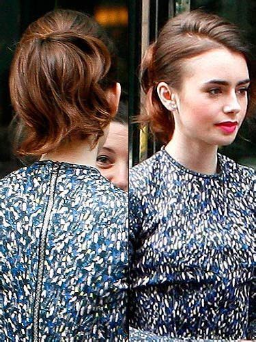Lily Collins Retro Hairstyle 60s Ponytail Promoting Film