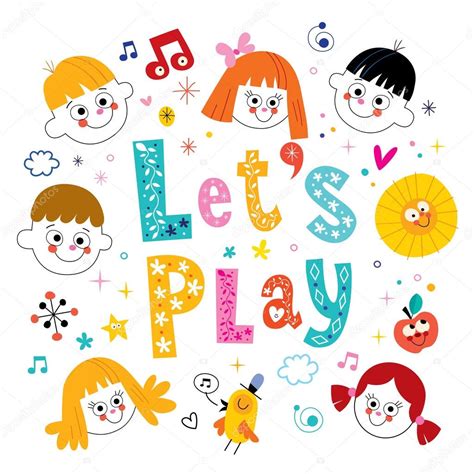The best gifs are on giphy. Lets play kids design — Stock Vector © Aliasching #124074918
