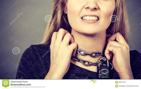 Woman Having Chain Around Neck Stock Image Image Of