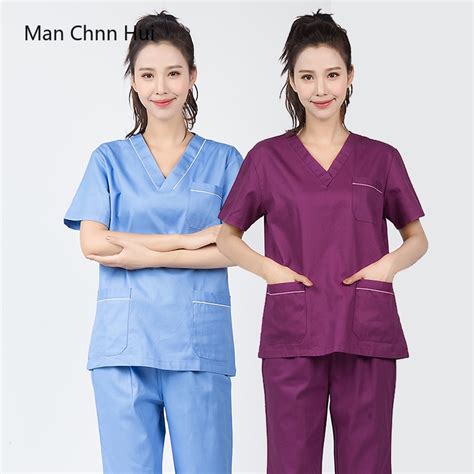 Scrubs Medical Uniforms Womens Split Suit Nursing Scrubs Gowns