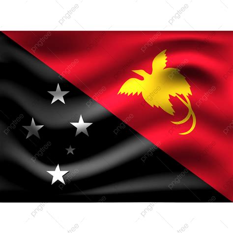 Papúa Nueva Guinea Bandera Ondeando Ilustración 3d Png Bandera De