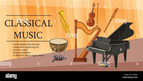 Classical Music Horizontal Concept Cartoon Illustration Of Classical
