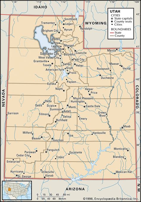 Utah Map With Cities And Towns Map