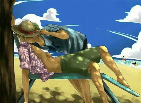 Zoro Sanji Yaoi Kissing Beach Water Swimsuits Usopp Luffy