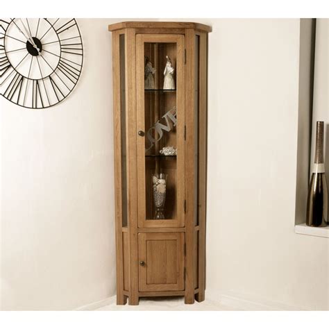 Tuscany Rustic Solid Oak Furniture Corner Display Cabinet Free Delivery