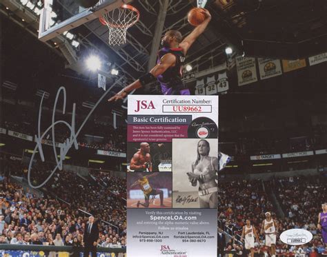 Vince Carter Signed Raptors 8x10 Photo Jsa Pristine Auction