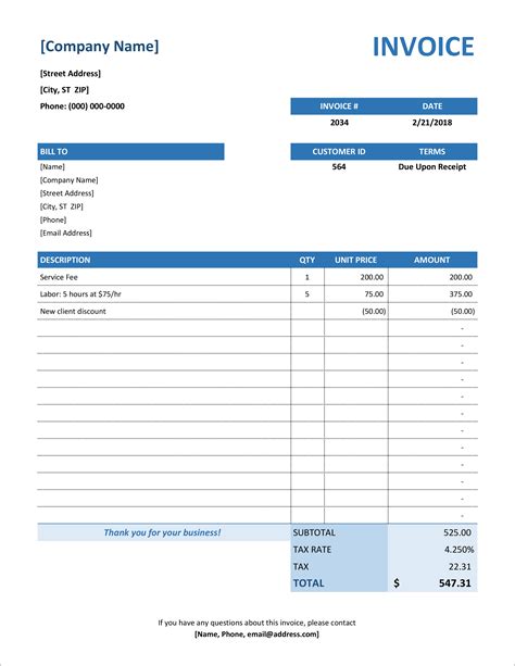 Invoice Tracking Spreadsheet Template