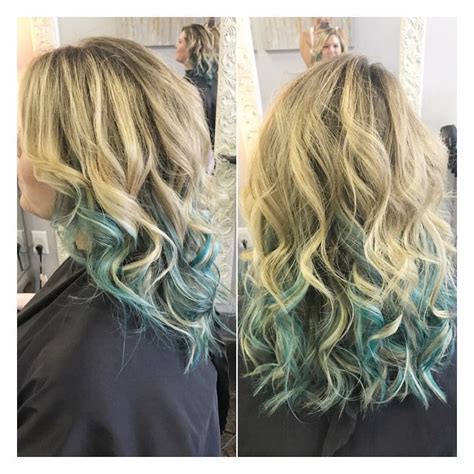 Teal Aqua Highlights~ Hair By Janae Popwell With Bethany Michael
