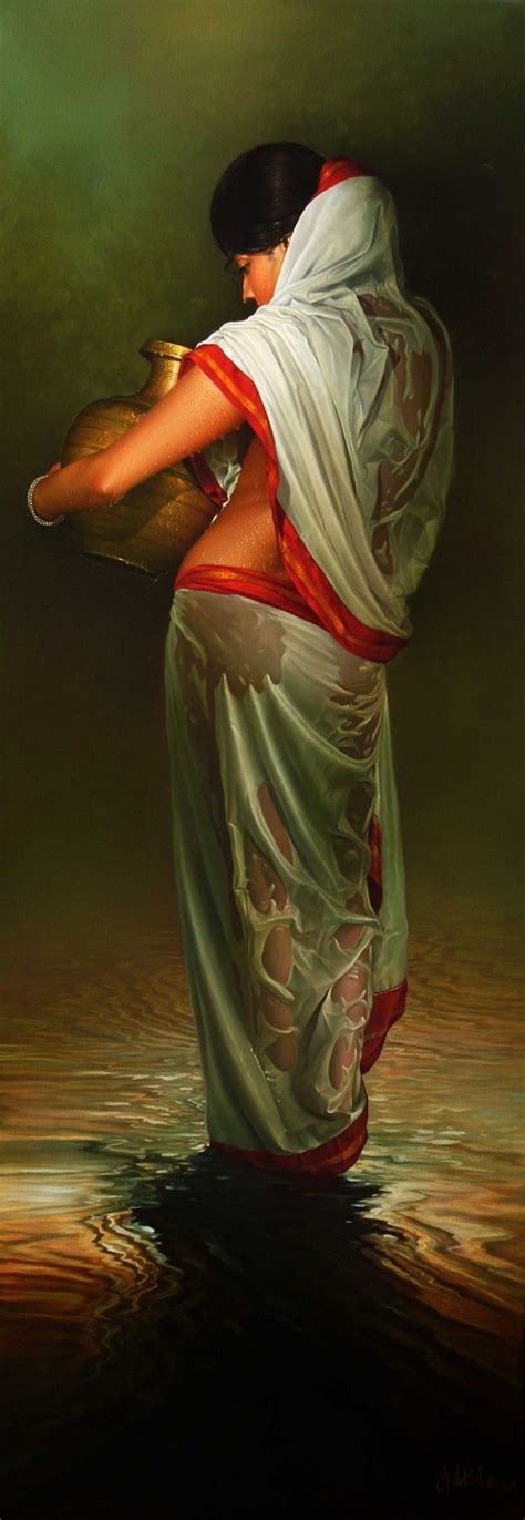 Wet Woman Mahua Art Gallery Dipinti Artistici Dipinti Indiani