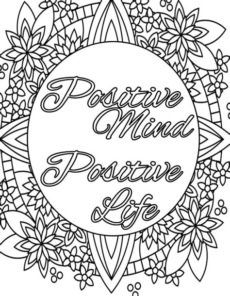 Inspirational Quote Coloring Page To Print And Color Adult