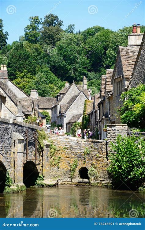 Village Street Castle Combe Editorial Photo Image Of Blue