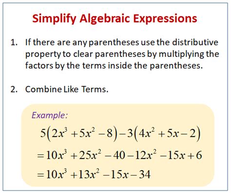 Algebraic Simplification Examples Solutions Videos Worksheets