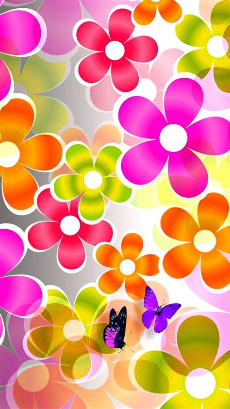Flowery Wallpaper Butterfly Wallpaper Cute Wallpaper Backgrounds Flower Backgrounds Colorful