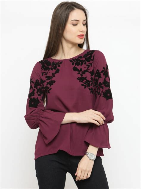 Myntra Pluss Women Burgundy Printed A Line Top Suggested Products
