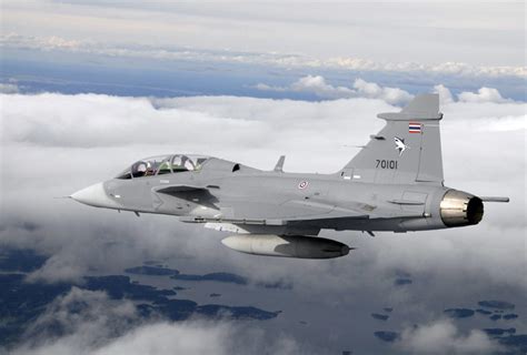 The gripen multirole fighter aircraft, developed by saab, was first flown in december 1988 and entered operational service with the swedish air force in 1997. The First RTAF Gripen Fly! | Thai Military Information Blog
