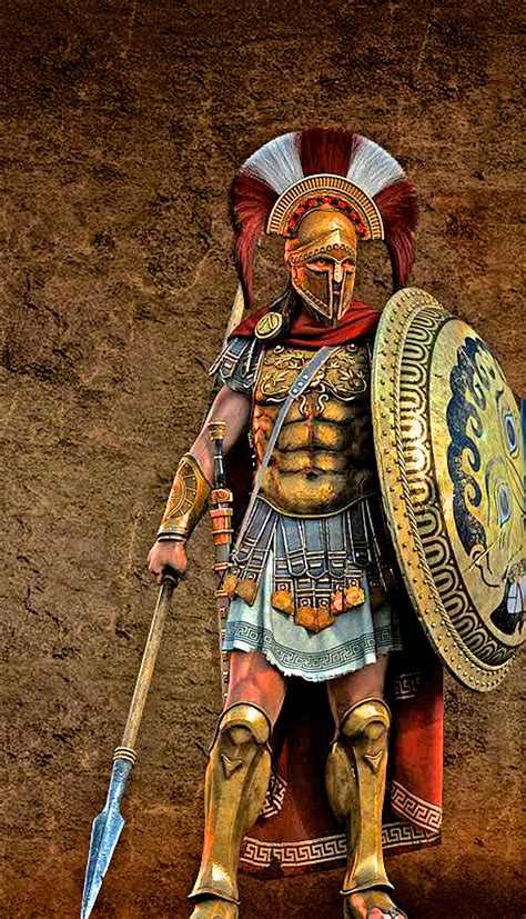 Illustration Of A Lacedaemonian Spartan Hoplite Officer The Shield