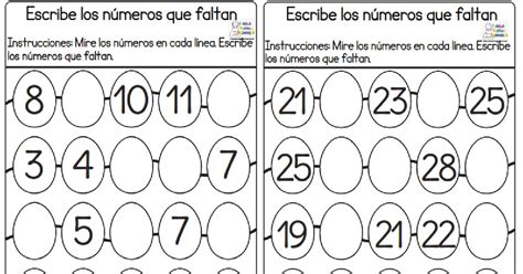 Ejercicios Para Completar Los N Meros Que Faltan Aula Virtual Primaria