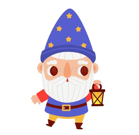Cute Garden Gnome Vector Illustration Cartoon Funny Dwarf Character