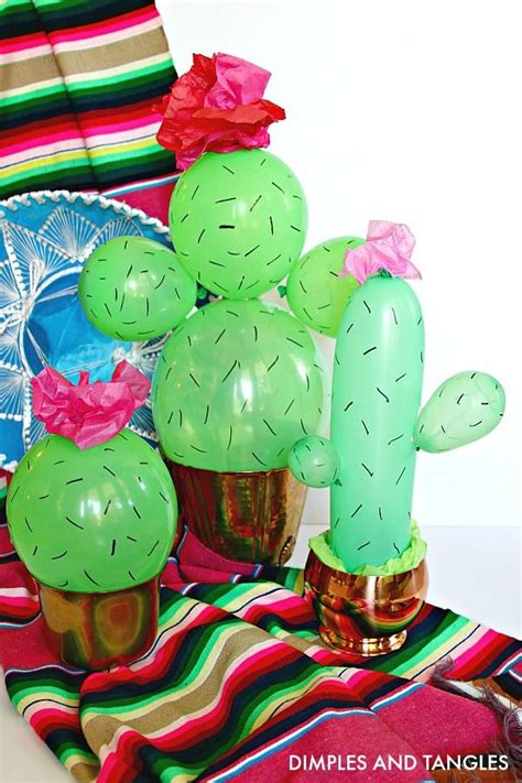 Mexican Dinner Tablescape With Cactus Balloon Centerpiece Dimples