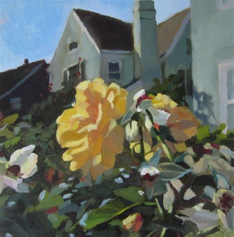 Front Yard Roses By Kaethe Bealer Acrylic ~ 7 X 7 Floral Paintings