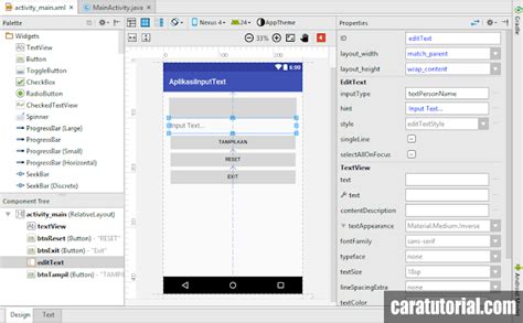 Tutorial Membuat Aplikasi Input Text Edittext Android Studio