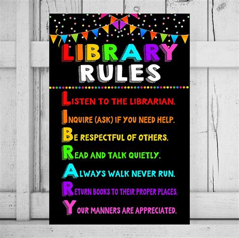 The Hygge Life Library Rules Poster Kids Rules Posters