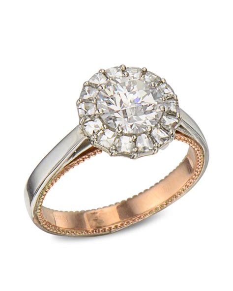 5 out of 5 stars. Platinum and Rose Gold Diamond Halo Engagement Ring ...