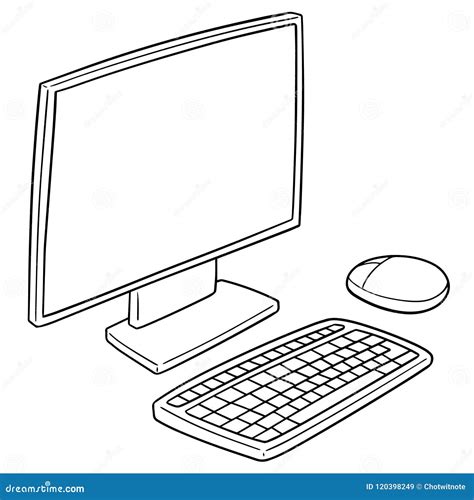 LCD Monitor And Keyboard Template Cartoon Vector CartoonDealer Com