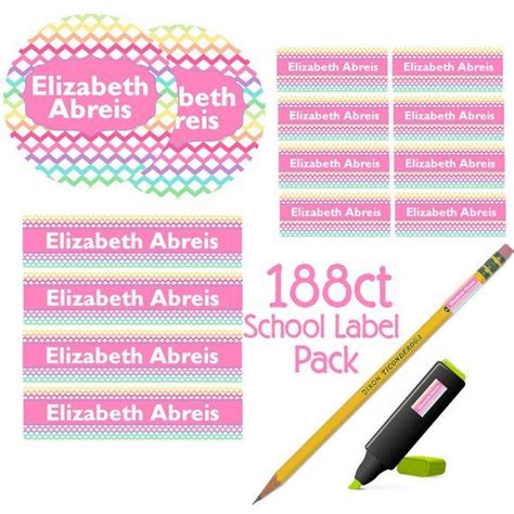 Back To School Label Pack Kids Personalized Labels School Supplies