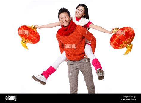 Young Couple Celebrating Chinese New Year Stock Photo Alamy