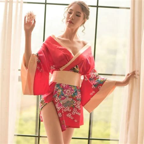 Women Japanese Kimono Floral Kimono Robe Sexy Nightgown Sleepwear Yukata Elegant Casual Spa