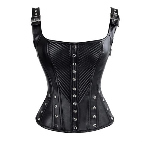 Womens Sexy Lingerie Bustier Corset Leather Steampunk Corset Waist Trainer Corsets Harness