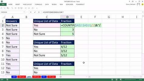 Excel Magic Trick 1070 4 Yes Votes Out Of 12 As 412 With Countif