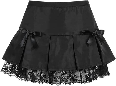 Harajuku Dark Style Mini Lace Stitching Pleated Skirt Goth Hottie High Waist Tie Ruffle Skirt