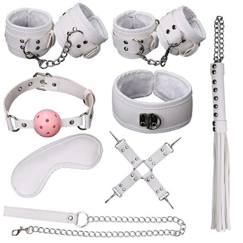 Adult Games 8 Pcs Sm Bondage Set Kit Handcuffs Ball Whip Collar Fetish
