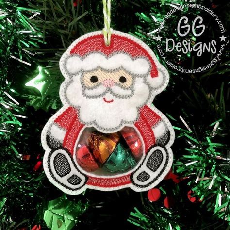 Santa Peekaboo Treat Bag In The Hoop Machine Embroidery Design Etsy