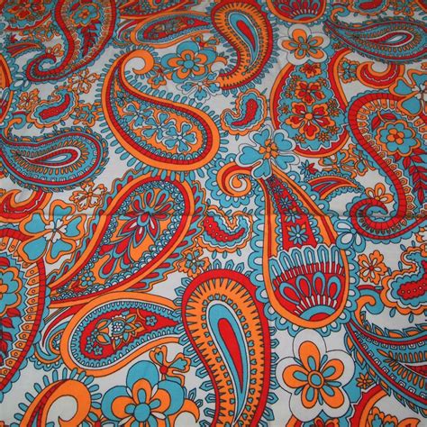 Vintage 60s Cotton Print Fabric Featuring Crazy Paisley