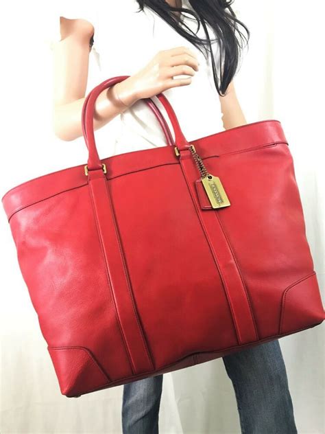 Coach Xxl Red Leather Legacy Bleecker Weekend Tote 70487 Huge