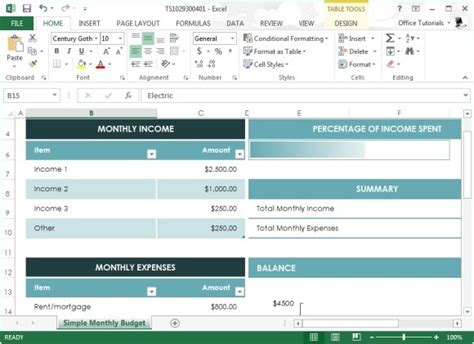 Free Monthly Budget Template For Excel 2013