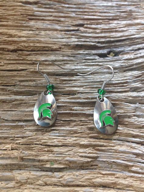 Michigan State Spartans earrings: MSU spartans fishing lure | Etsy | Michigan state spartans 