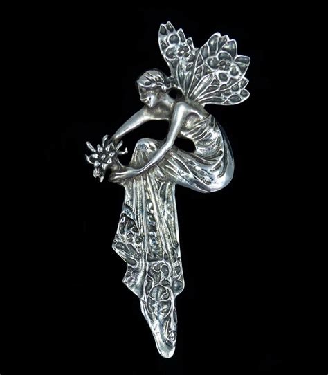 Vintage Fairy Pin Art Nouveau Style Sterling Silver Fairy