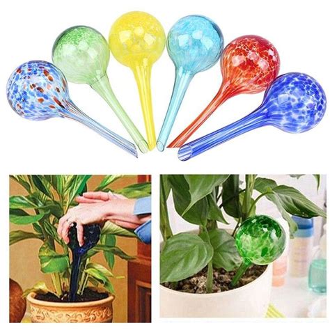 Watering Globe Set Colorful Hand Blown Glass Plant Watering System