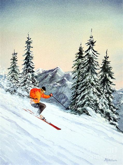 The Clear Leader Painting By Bill Holkham Mountain Paintings Ski Art