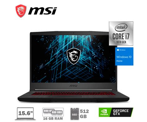 Msi Gf65 Thin Gaming Laptop Intel I7 10750h Nvidia Geforce Gtx 1660 Ti 8gb Ram 512gb Ssd 10sdr