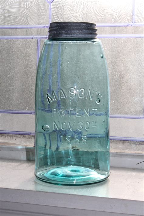 Antique Blue The Ball Jar Masons Patent Nov 30th 1858 Half Gallon